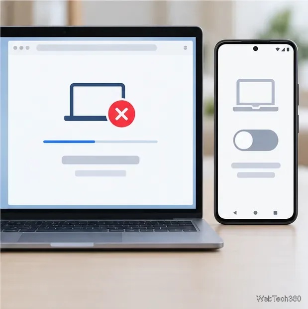 Une session sur ordinateur portable se termine alors que l'accès à distance du téléphone Android est désactivé.