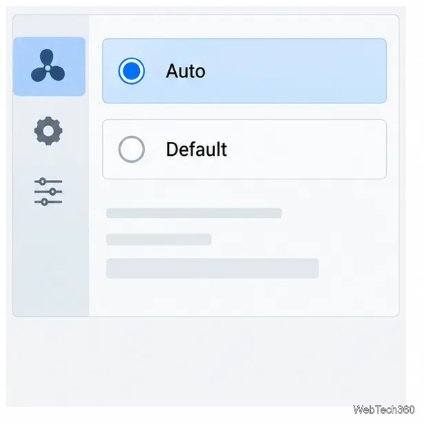 Auto option selected in a generic fan utility, showing how to return control to default.