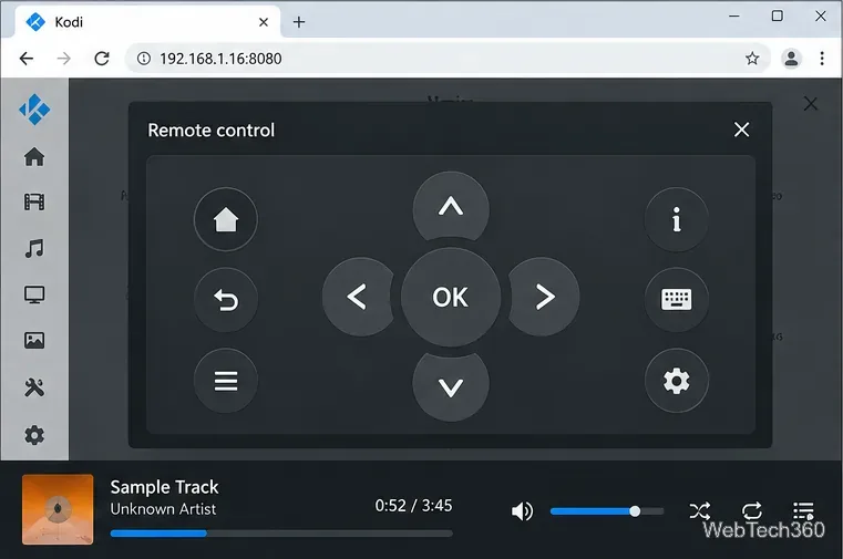 Chorus2のオンスクリーンリモコンには、矢印ボタン、OK、戻る、ホーム、再生ステータスボタンが備わっています。