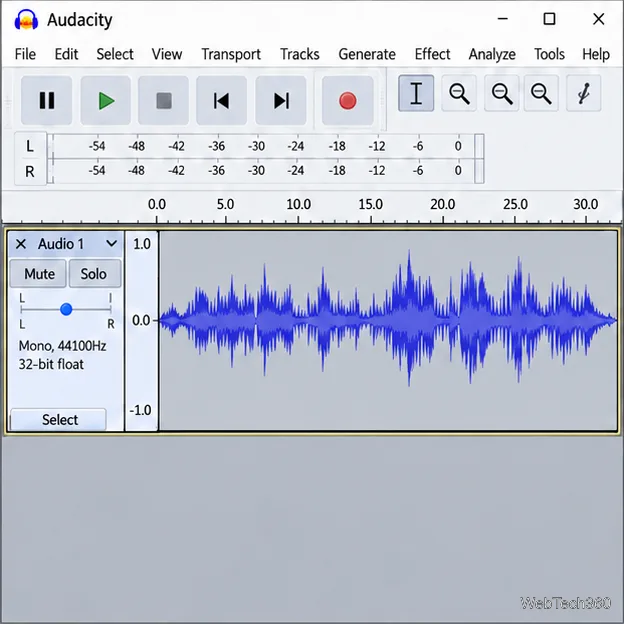 Audacity-style project after mix-down with one waveform lane labeled Mono