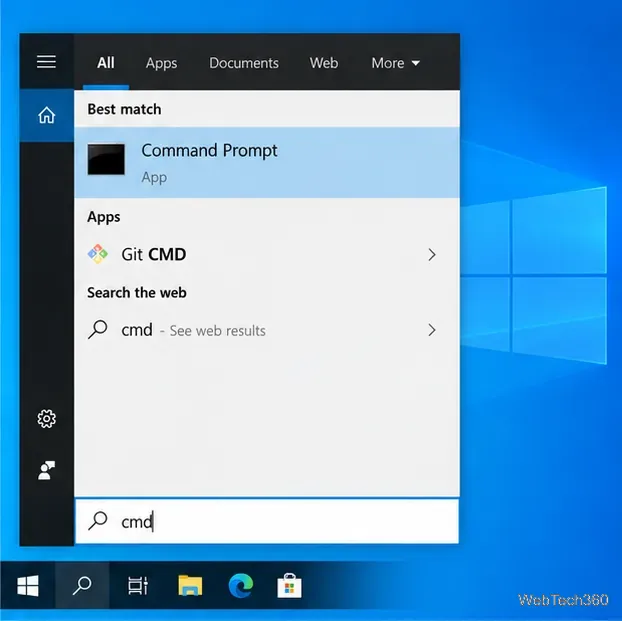Începeți căutarea în Windows 10 cu Linia de comandă selectată după căutarea cmd