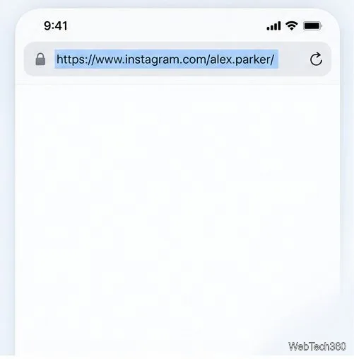 Nella barra degli indirizzi del browser è selezionato https://www.instagram.com/alex.parker/.