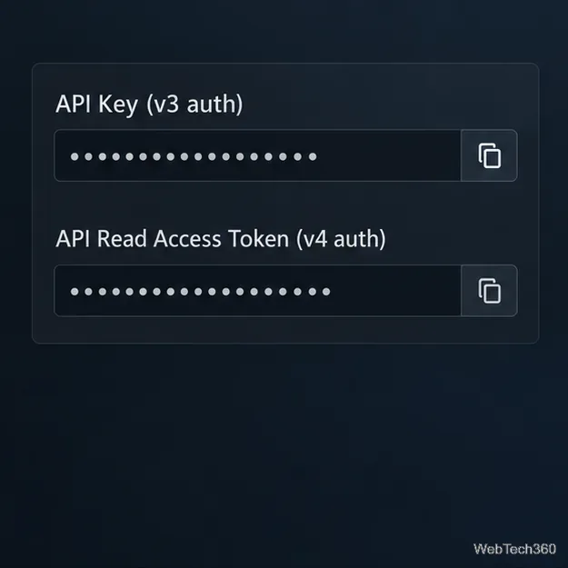 APIキーv3行の上に別のv4アクセストークンが強調表示された、認証情報画面の例