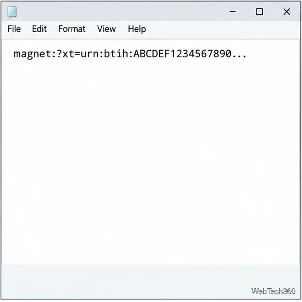 A plain-text magnet URI beginning with magnet:?xt=urn:btih: and a shortened illustrative hash