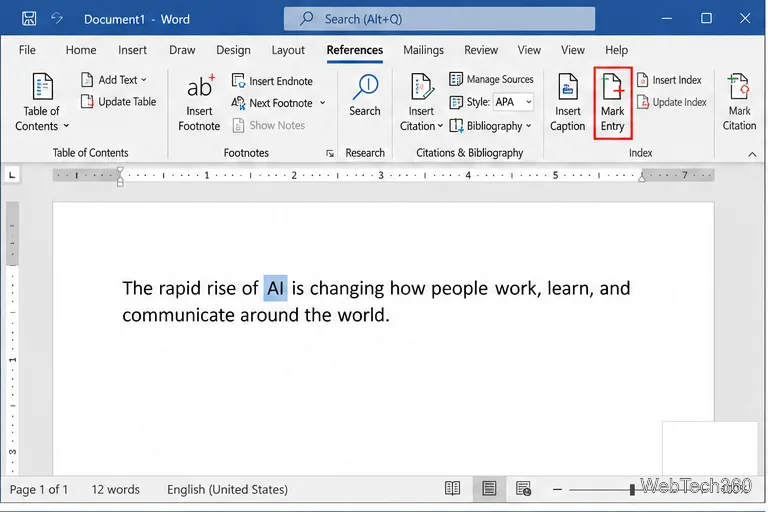 Как создать указатель аббревиатур в Word для Microsoft 365