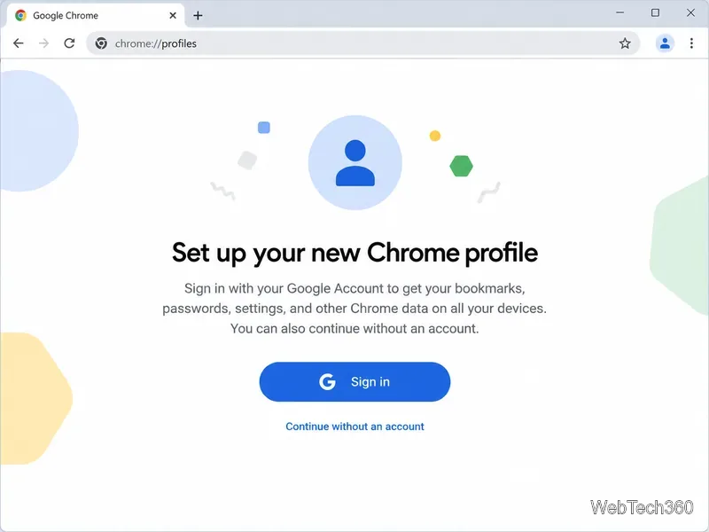 Chromeの新しいプロファイル設定画面(Googleアカウントへのサインインオプション付き)