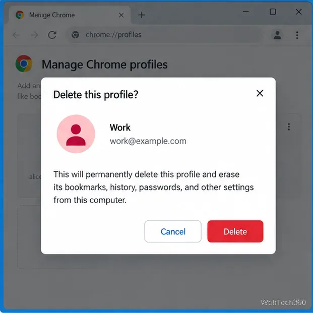 Chrome 職場プロファイルのこのプロファイル確認警告を削除する