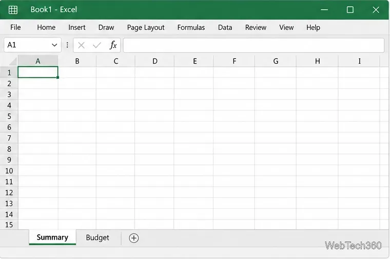 Planilha do Excel após exclusão, com as guias "Resumo" e "Orçamento" ainda visíveis.
