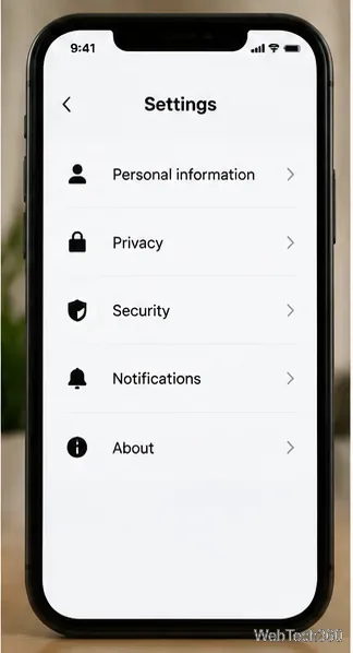 Экран настроек Cash App, отображающий личную информацию, конфиденциальность и безопасность.