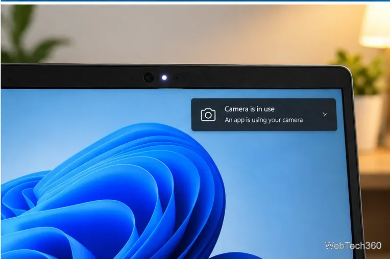 На ноутбуке с Windows 11 горит индикатор веб-камеры и отображается сообщение «Камера используется».