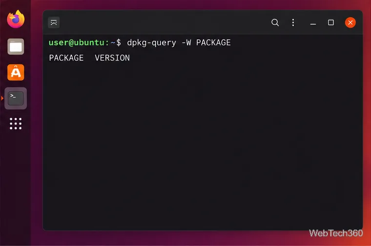 Ubuntu Terminal checking a package’s installed version with dpkg-query.