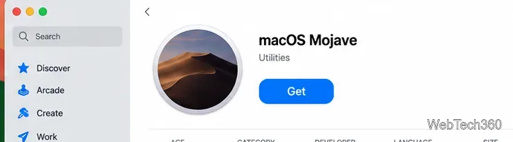 Das Fenster des Mac App Store zeigt macOS Mojave mit einer Schaltfläche „Laden“.