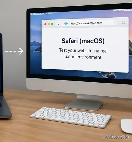 Ekran przeglądarki Safari na komputerze Mac ilustrujący rzeczywiste środowisko przeglądarki Safari do testowania witryn internetowych