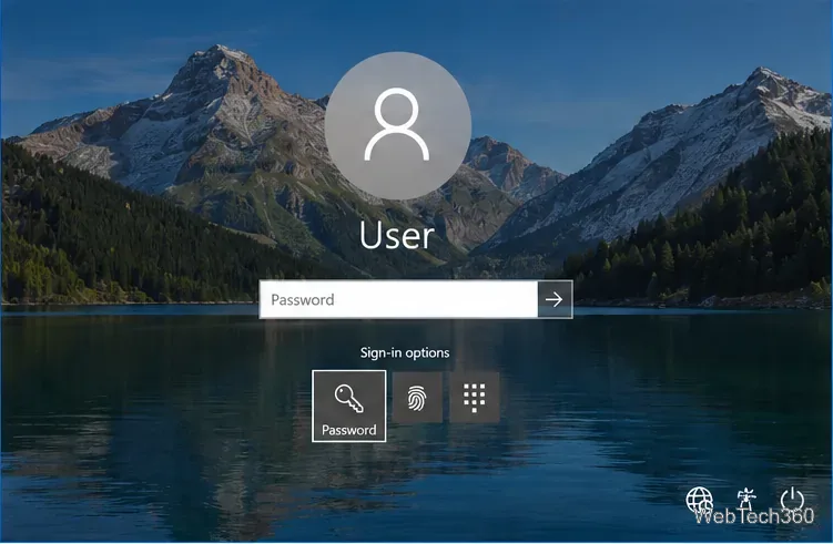 Écran de connexion Windows 10 avec l'option Mot de passe sélectionnée dans les options de connexion