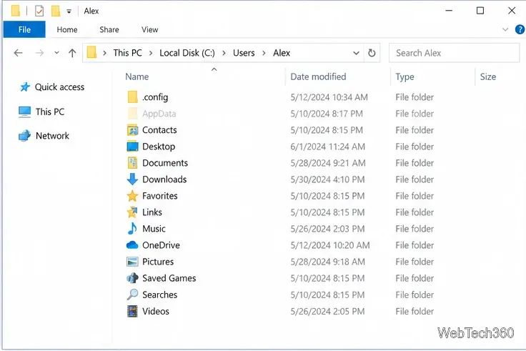 Folder AppData jest wyblakły w bieżącym profilu użytkownika systemu Windows.