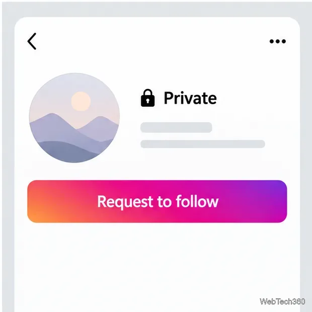 Вымышленный закрытый профиль в Instagram с символом замка и кнопкой «Подписаться».