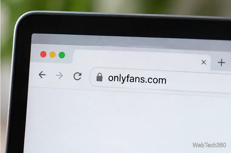 Крупный план адресной строки браузера, отображающей onlyfans.com над пустой страницей.