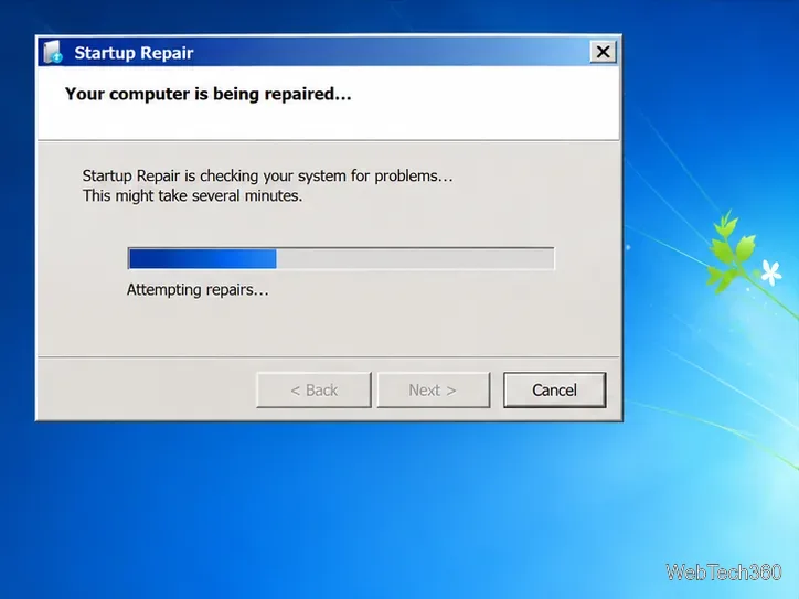 Illustration of Windows 7 Startup Repair checking the computer