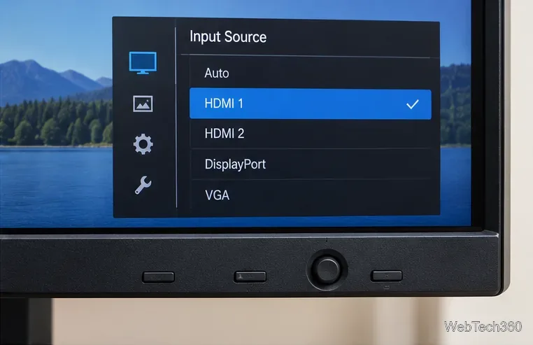В меню выбора источника входного сигнала монитора необходимо выбрать HDMI 1.