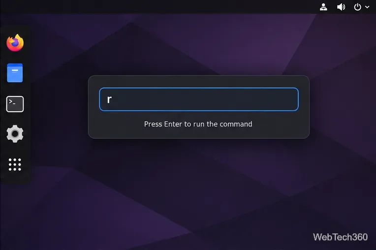 Lanceur de commandes Alt+F2 de style GNOME avec la lettre r saisie