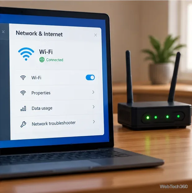 Настройки сети ноутбука рядом с включенным Wi-Fi роутером