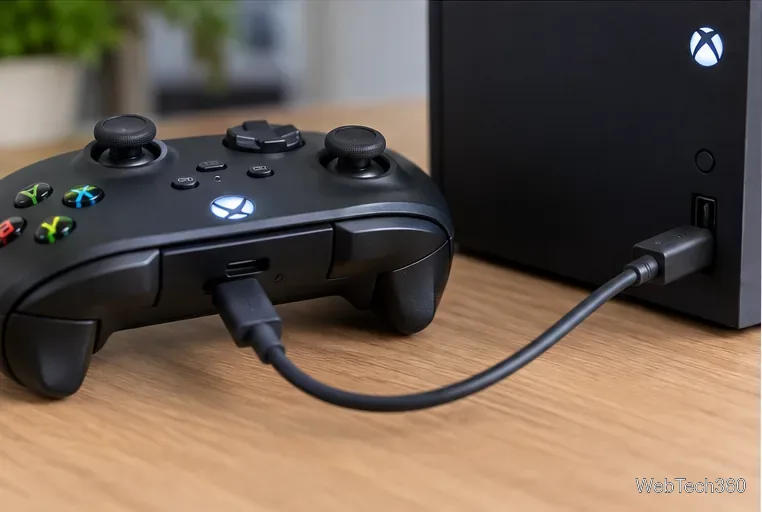 XboxコントローラーをUSBデータケーブルでXbox本体に直接接続する