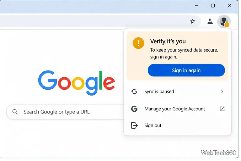 Chrome Syncが一時停止してサインインを求められる問題を解決する方法