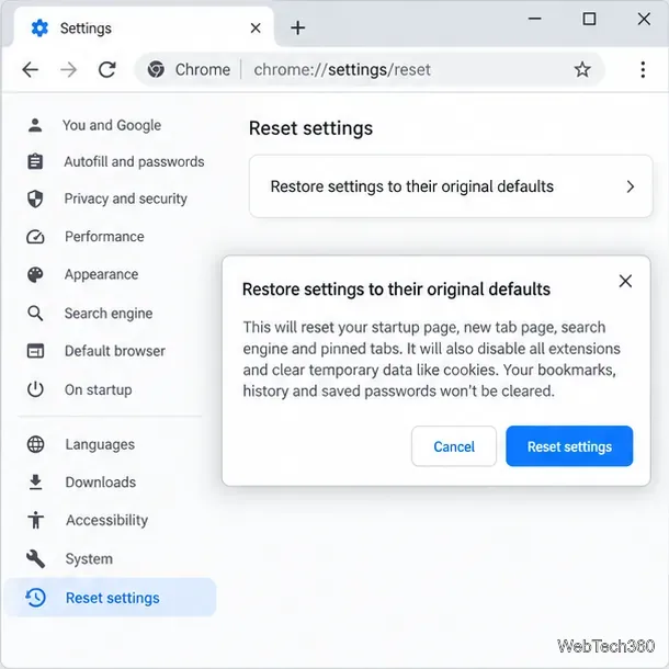 Pagina de gestionare Chrome afișează o notificare conform căreia setările browserului sunt gestionate de o organizație