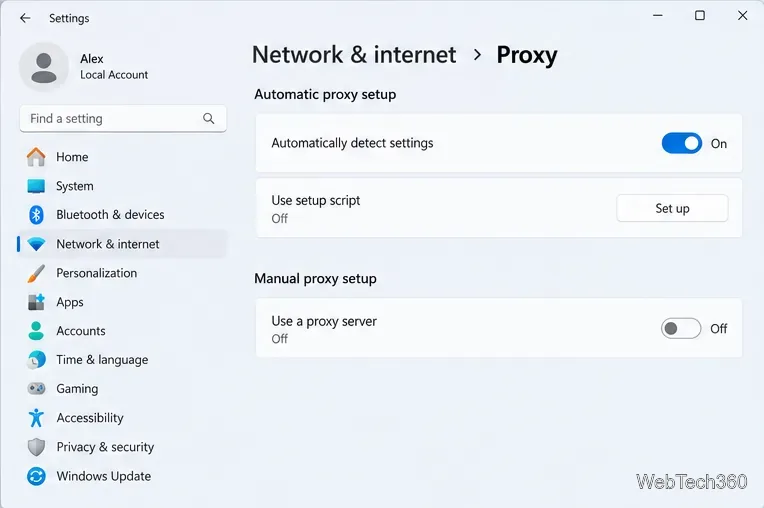 Windows 설정에서 네트워크 및 인터넷 데이터-awj-image-key=를 열 수 있습니다.