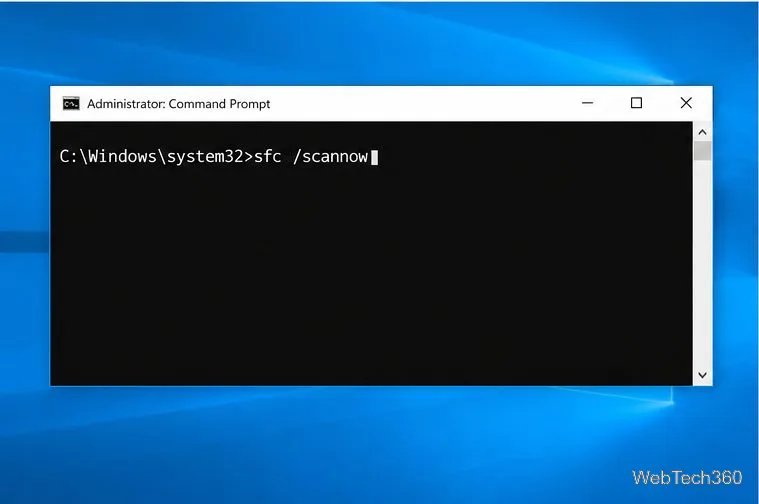 Administrator Command Prompt with sfc /scannow.