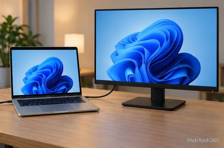 Two video cables beside an external monitor’s HDMI and DisplayPort inputs, ready for a cable or port test
