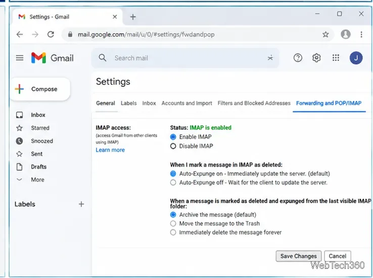 На странице учетной записи Office в Outlook отображается подключенная учетная запись Gmail и элементы управления обновлениями Office.