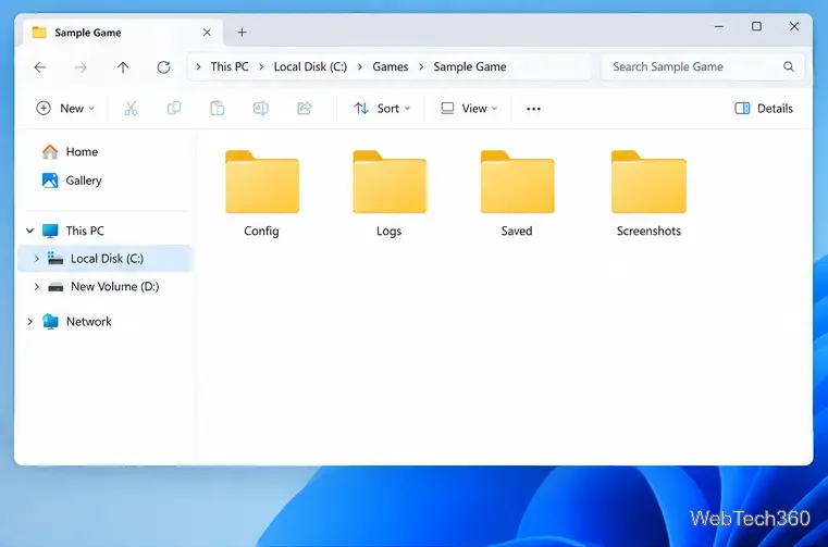 Un folder specific jocului care conține folderele Config, Logs, Saved și Screenshots.