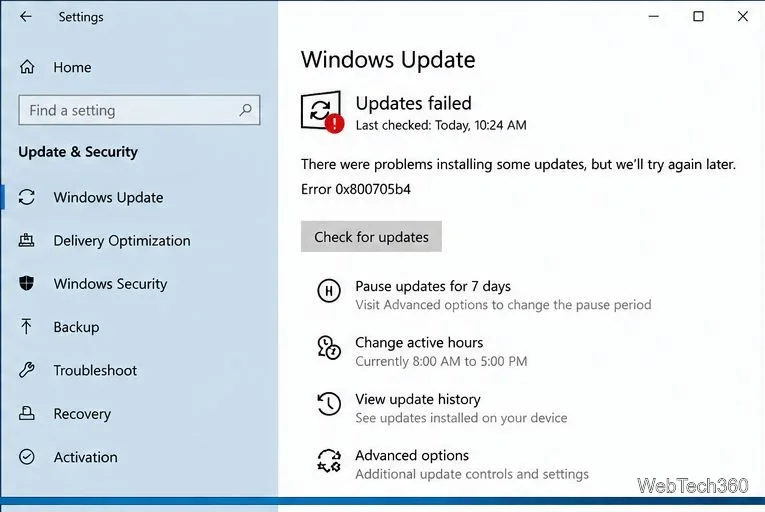How to Fix Windows Update Error 0x800705b4