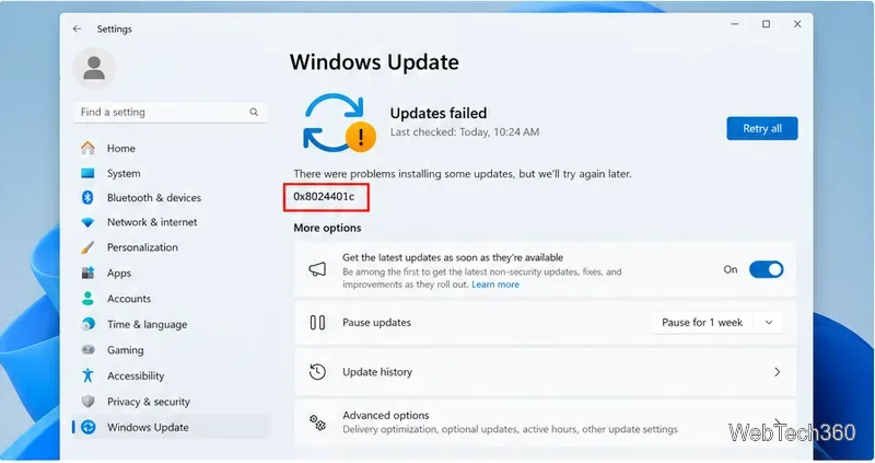 Cómo solucionar el error de actualización de Windows 0x8024401c