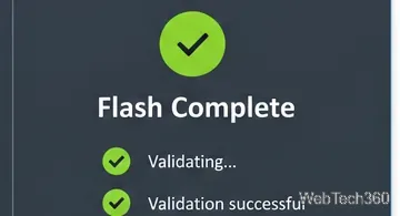 O Etcher mostra a conclusão do Flash e a validação bem-sucedida após a gravação da imagem.