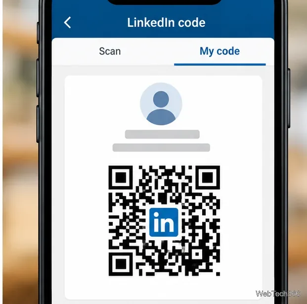 LinkedInの「マイコード」タブにプロフィールQRコードと汎用アバターが表示されます。