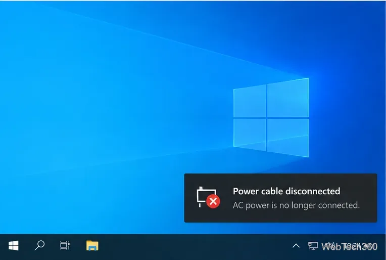 В Windows 10 появилось уведомление: «Кабель питания отсоединен, питание от сети переменного тока больше не подключено».