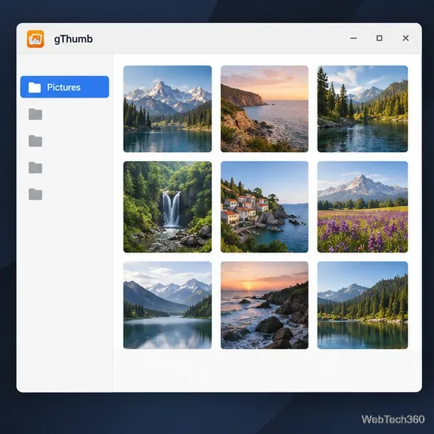Use the folder browser to reach a directory and scan its photo thumbnails.