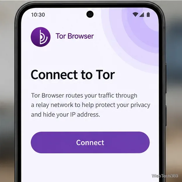 Schermata iniziale di Tor Browser per Android con il pulsante Connetti a Tor