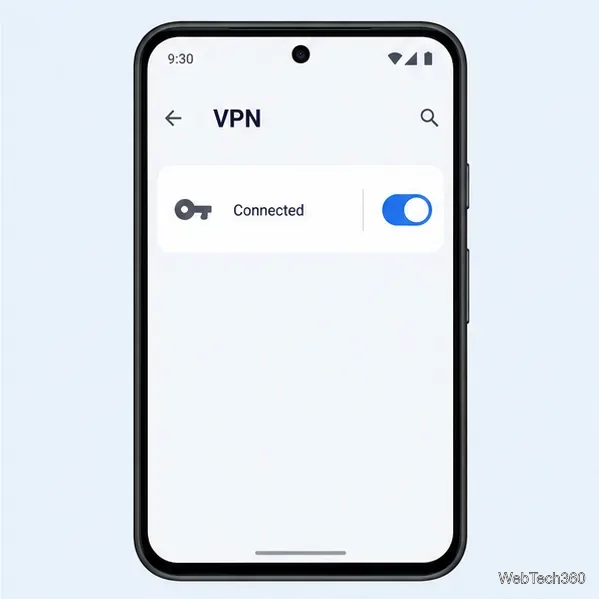 Tela de configurações de VPN do Android mostrando um perfil marcado como Conectado.