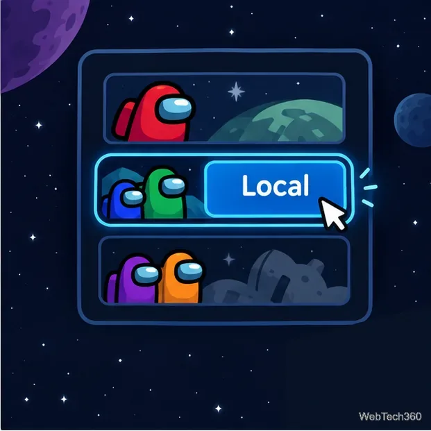 A player selects the Local option on a game menu.
