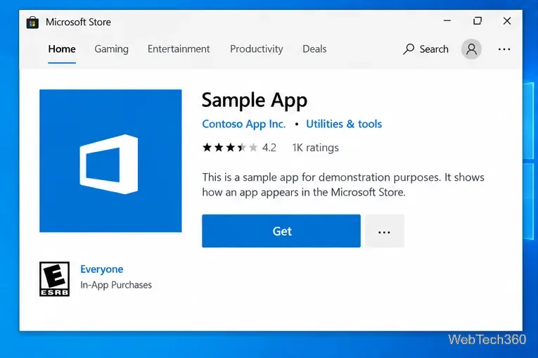 Microsoft Store บน Windows 10 แสดงหน้าตัวอย่างแอปที่มีปุ่ม "ดาวน์โหลด"