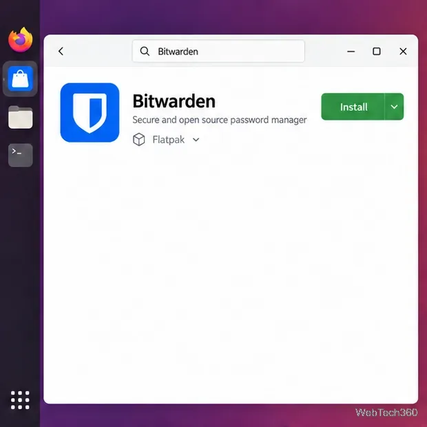 Bitwarden listed in GNOME Software with Flatpak as the package source