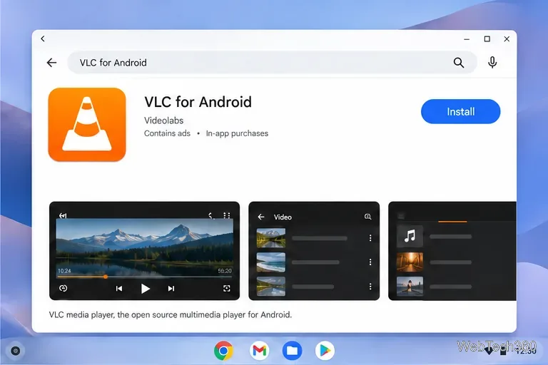 Android版VLCのPlayストア掲載ページ。インストールボタンが表示されている。