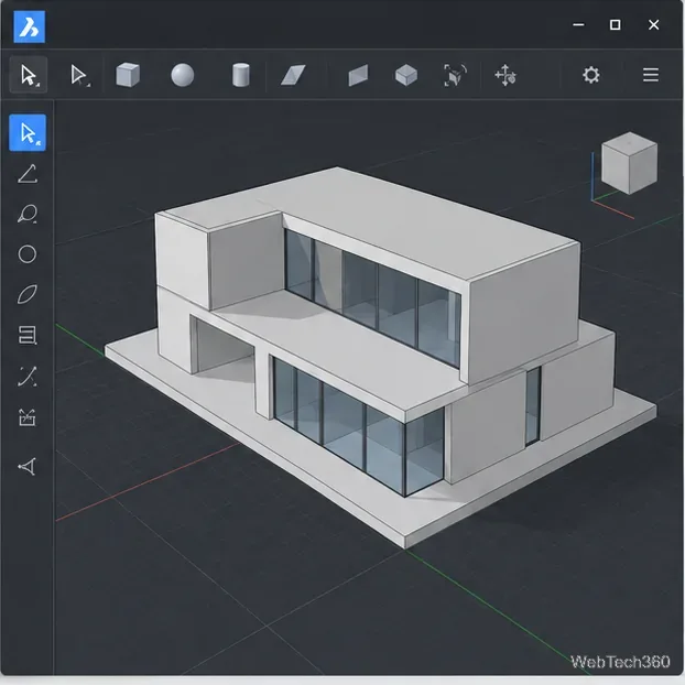 BricsCAD Shape workspace displaying a simple architectural 3D massing model