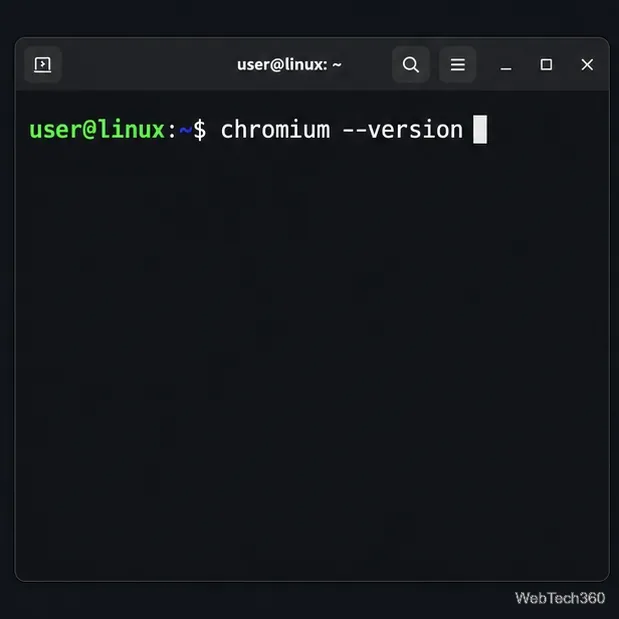 Commande terminale chromium --version pour vérifier le navigateur installé