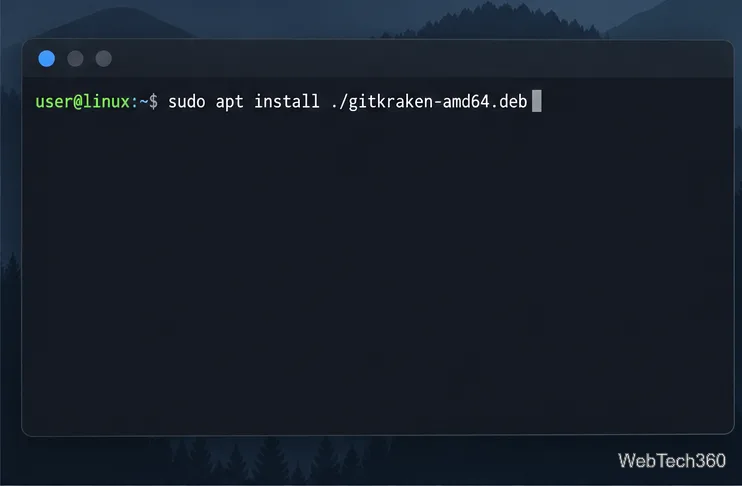 APT command installing the local GitKraken DEB package on Ubuntu or Debian.