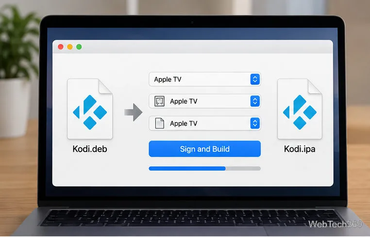 Illustrative signing utility converting a Kodi deb package into a signed Kodi ipa