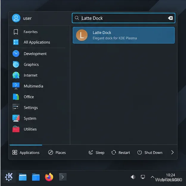 Résultats de recherche pour Latte Dock dans le lanceur d'applications KDE